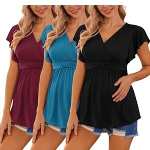 Brand New Maternity Short Sleeve Shirts Womens Size Large